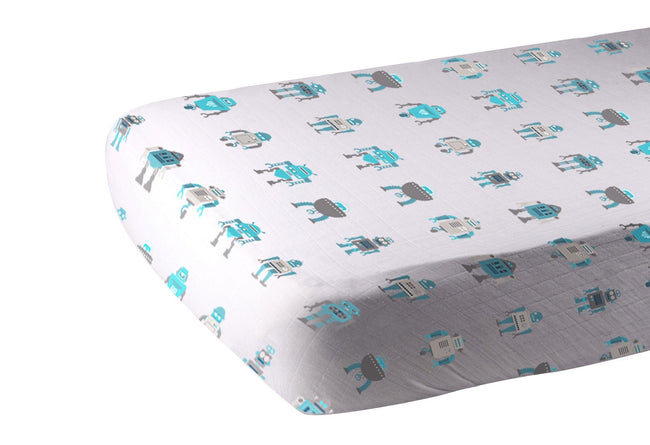 Robot Fitted Crib Sheet | Ninja Toddler