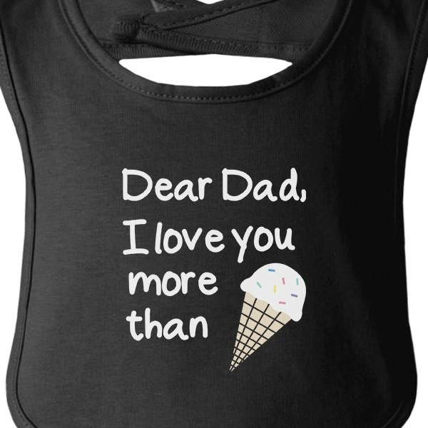 Dear Dad Icecream Baby Bib - Black | Ninja Toddler