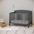 BOUSSAC Benton 5 in 1 Convertible Baby Crib in gray in a nursery room | Ninja Toddler